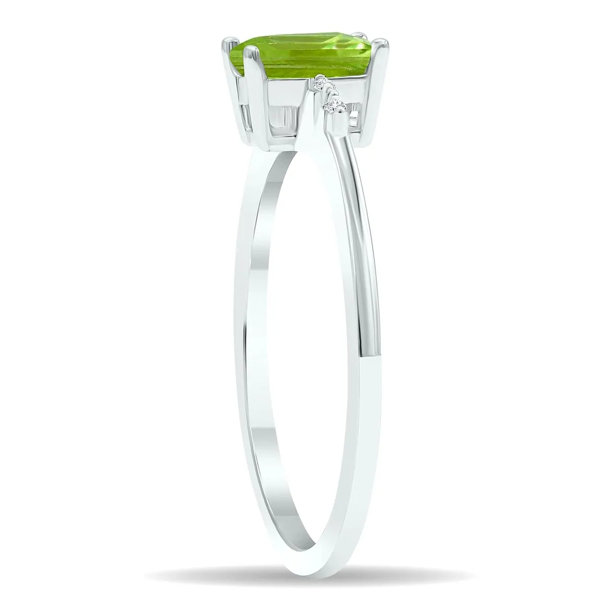 Women's Peridot and Diamond Sparkle Ring in 10K White Gold sold by Zulily product image thumbnail 2