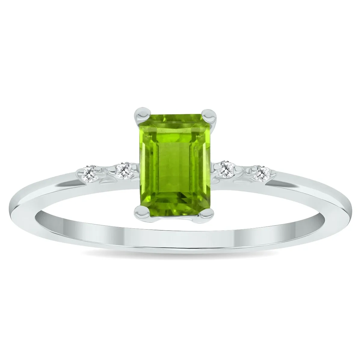 Women's Peridot and Diamond Sparkle Ring in 10K White Gold sold by Zulily