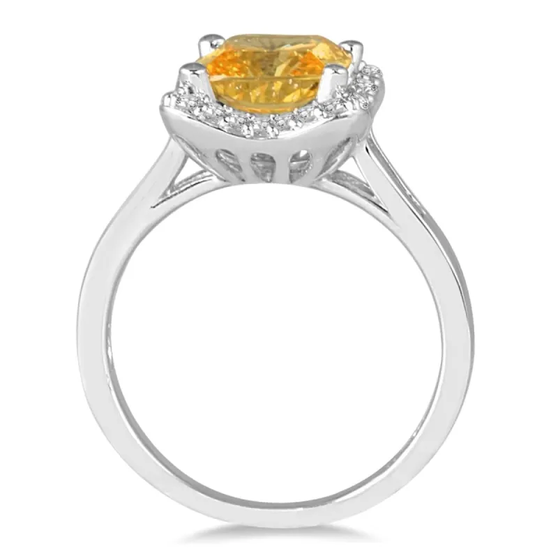 2 Carat Cushion Cut Citrine and Diamond Ring in 14K White Gold sold by Zulily