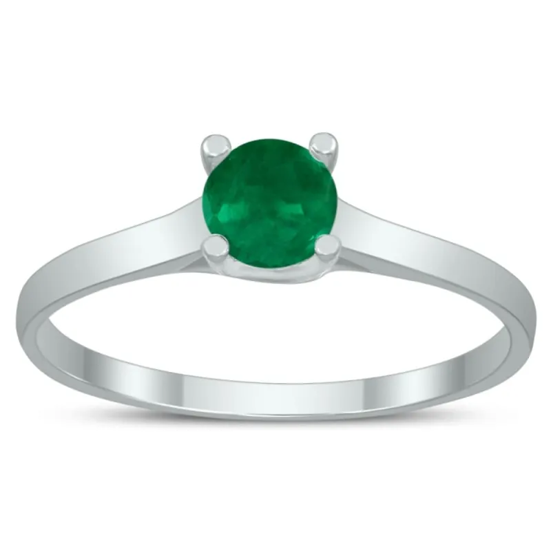 Round 4MM Emerald Cathedral Solitaire Ring in 10K White Gold sold by Zulily