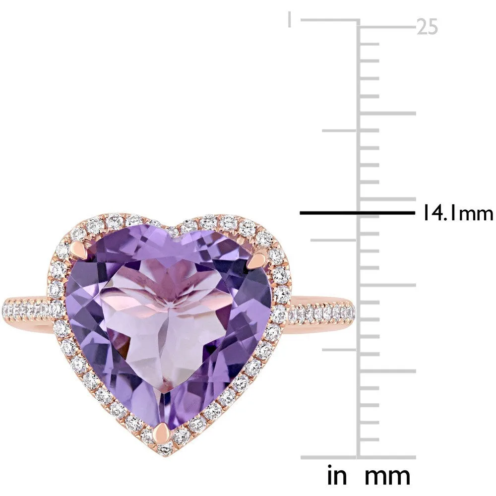 Miadora Signature Collection 14k Rose Gold Amethyst and 1/3ct TDW Diamond Heart Halo Cocktail Ring - Purple sold by Zulily product image thumbnail 3