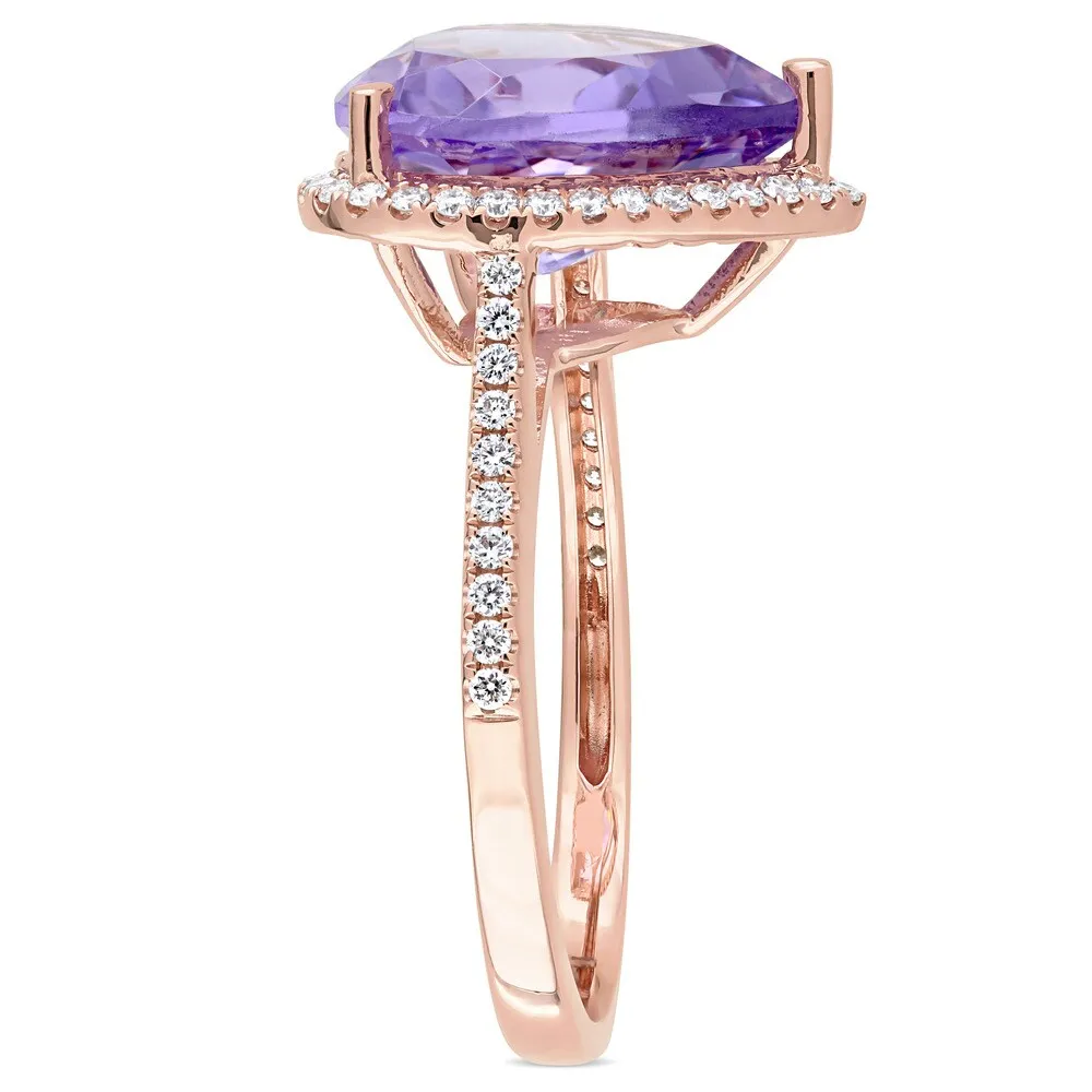 Miadora Signature Collection 14k Rose Gold Amethyst and 1/3ct TDW Diamond Heart Halo Cocktail Ring - Purple sold by Zulily product image thumbnail 2
