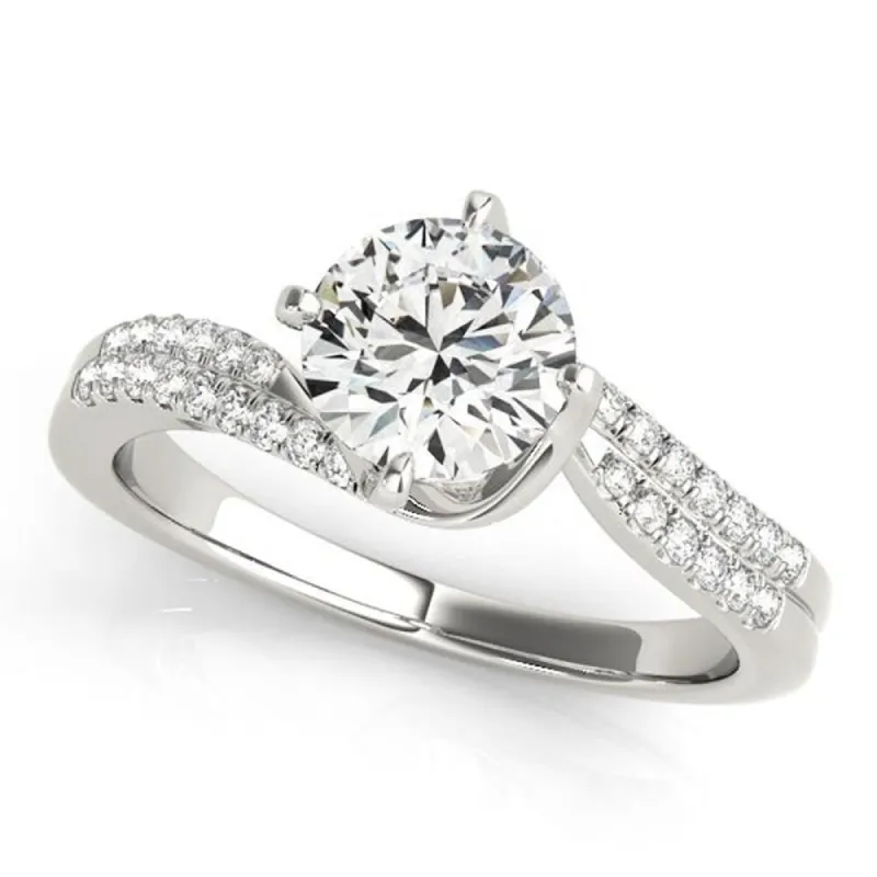 Auriya 14k Gold 2 1/2ct Bypass Moissanite and Diamond Engagement Ring 1/6ctw sold by Zulily