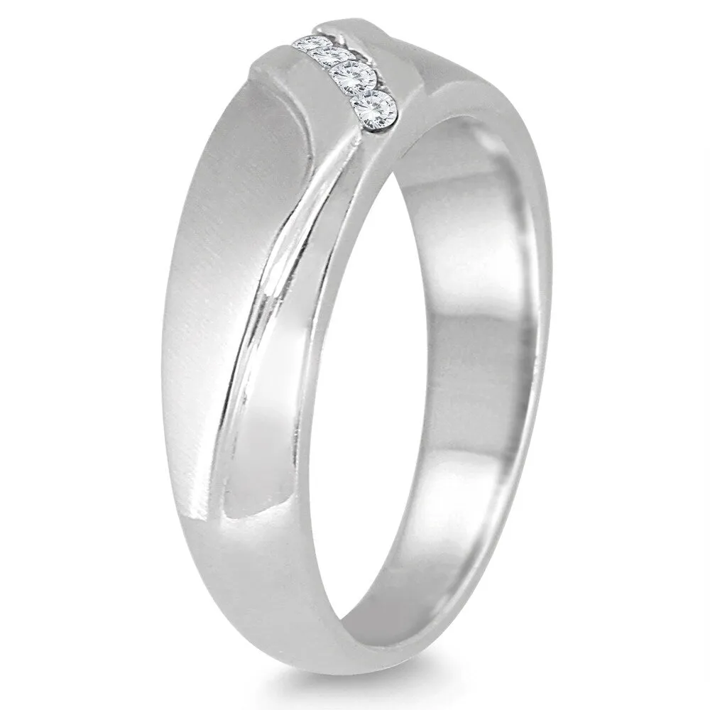 1/8 Carat TW Men's Diamond Channel Set Ring in 10K White Gold sold by Zulily product image thumbnail 2