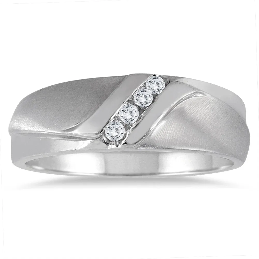 1/8 Carat TW Men's Diamond Channel Set Ring in 10K White Gold sold by Zulily