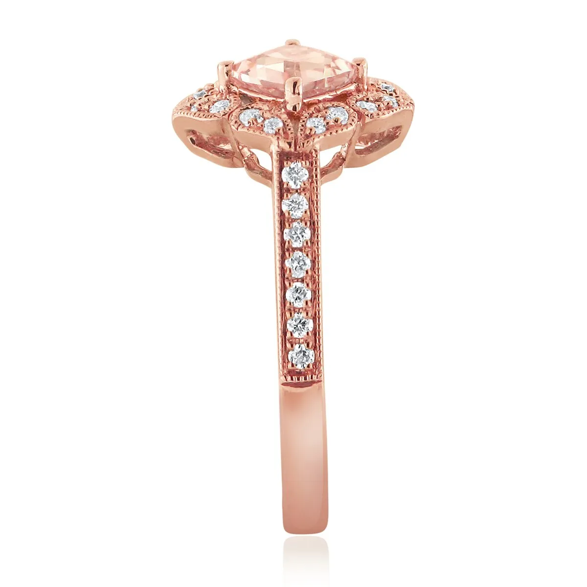 Auriya 10k Rose Gold 3/4ct Cushion Morganite Halo Diamond Engagement Ring 1/5cttw sold by Zulily product image thumbnail 5