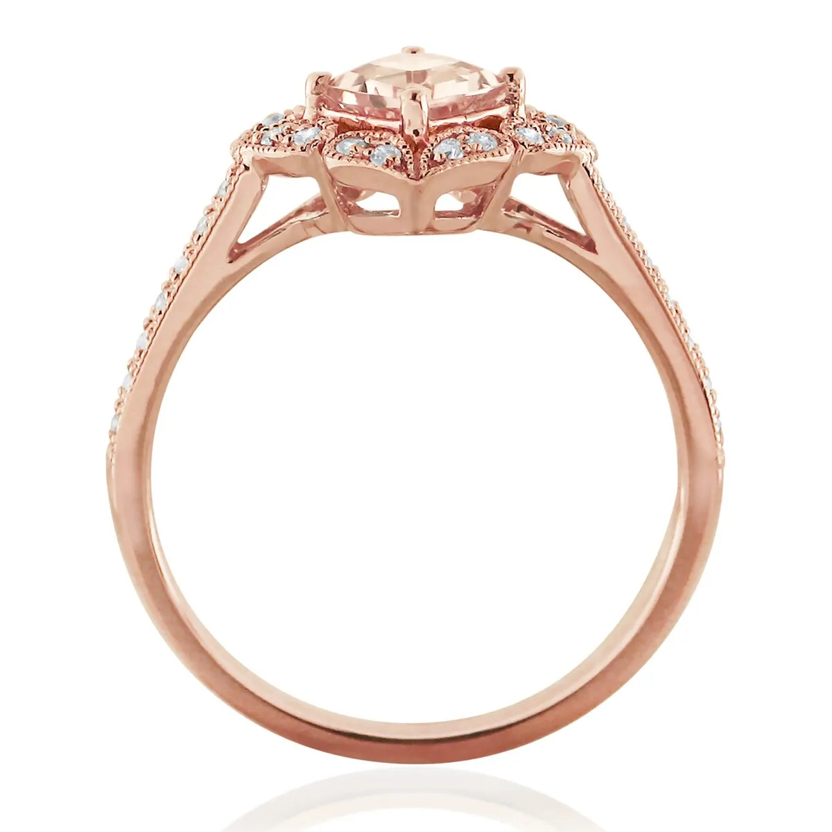 Auriya 10k Rose Gold 3/4ct Cushion Morganite Halo Diamond Engagement Ring 1/5cttw sold by Zulily product image thumbnail 4