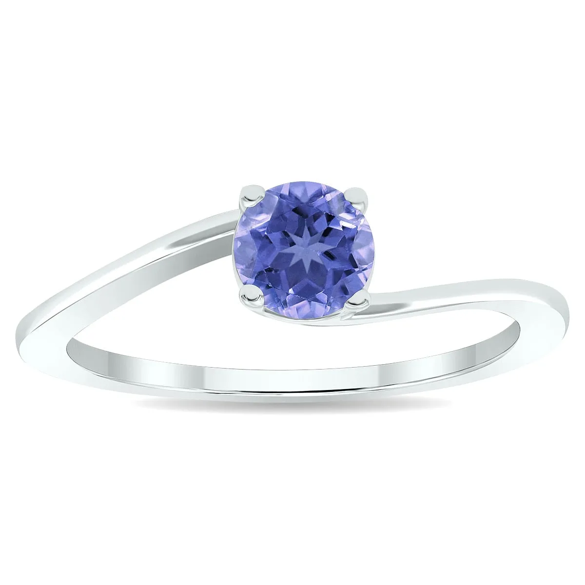 Women's Solitaire Tanzanite Wave Ring in 10K White Gold sold by Zulily