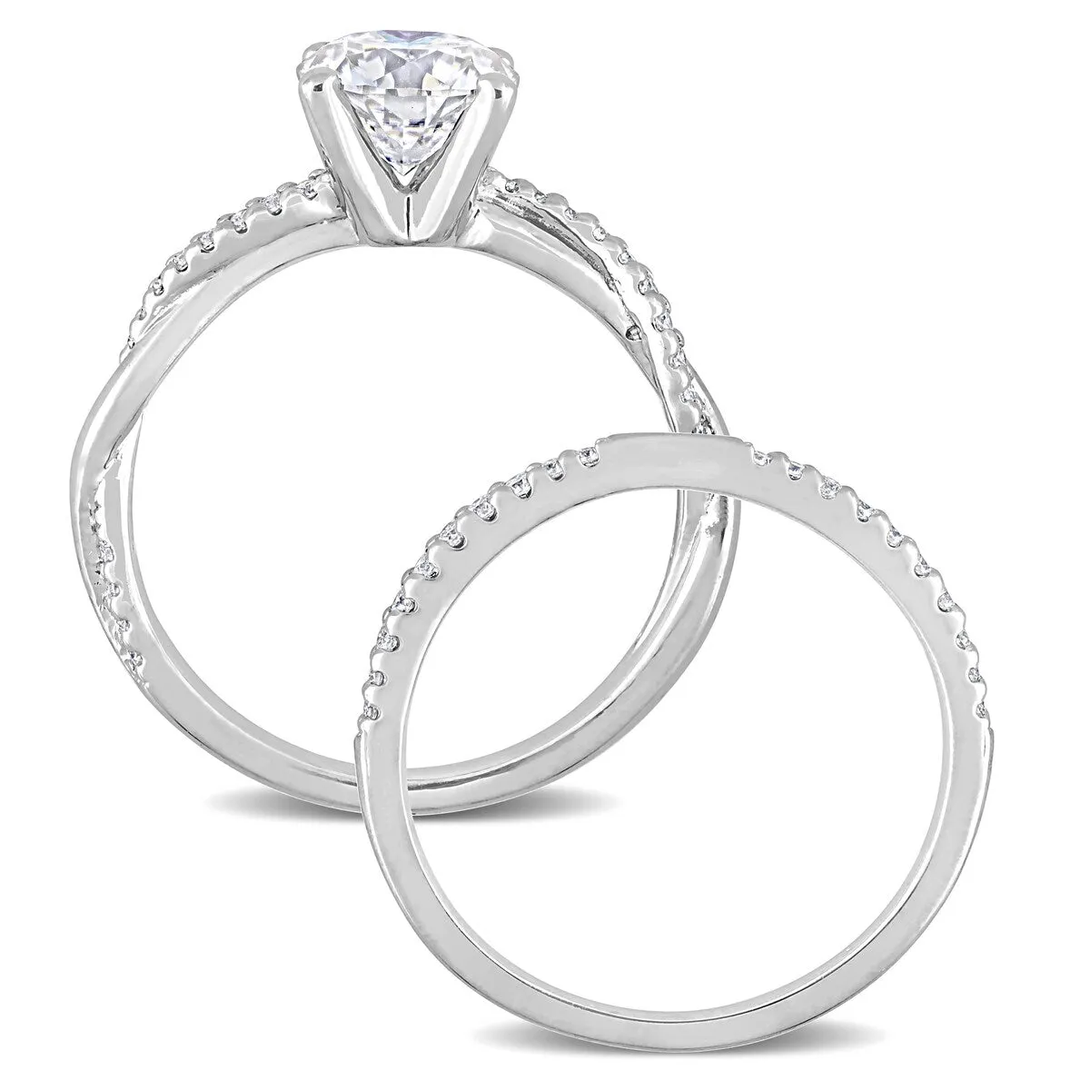 Miadora 1 1/2ct DEW Moissanite Crossover Bridal Ring Set in Sterling Silver sold by Zulily product image thumbnail 5