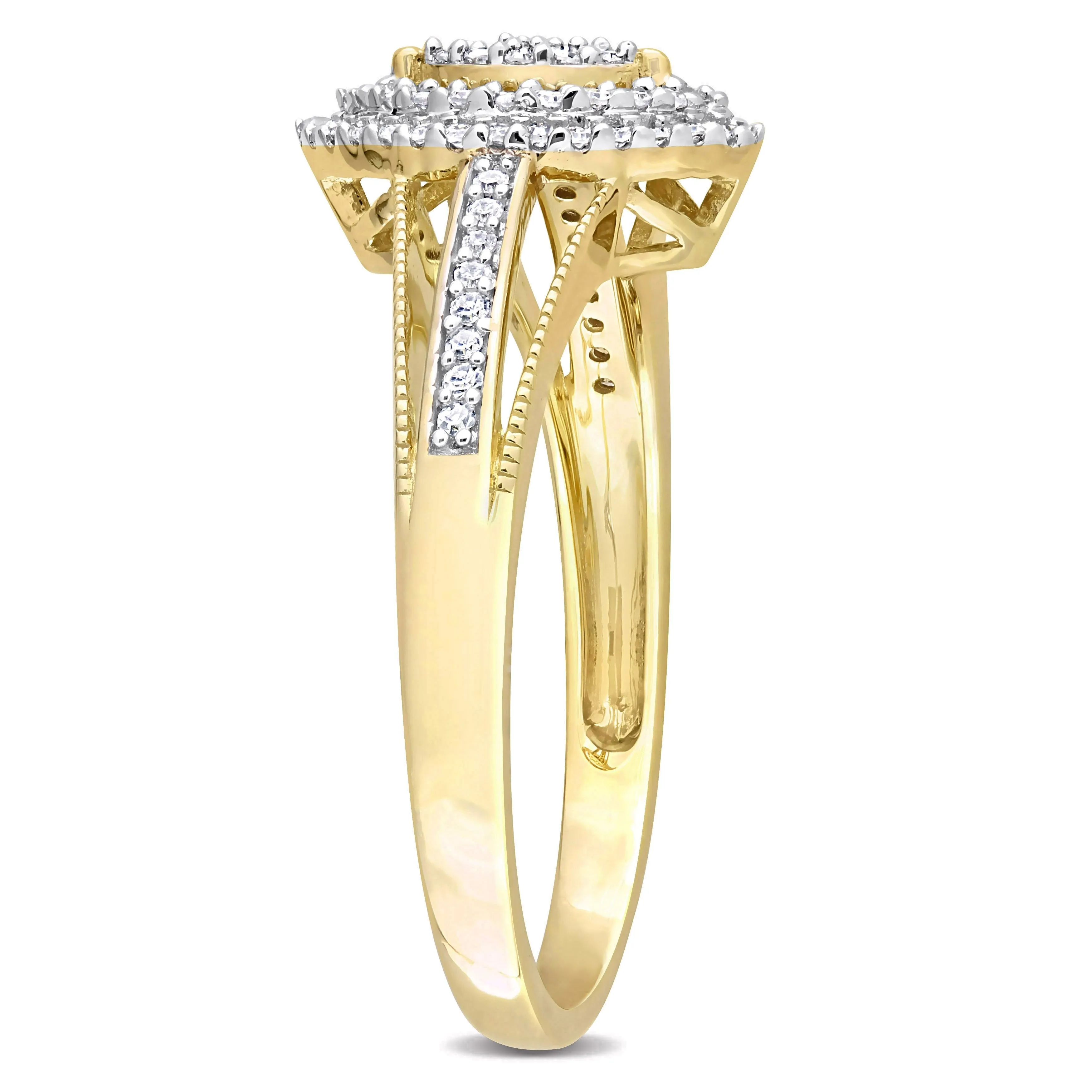 Miadora 1/4ct TDW Diamond Double Halo Marquise Cluster Split Shank Ring in 10k Yellow Gold sold by Zulily product image thumbnail 2
