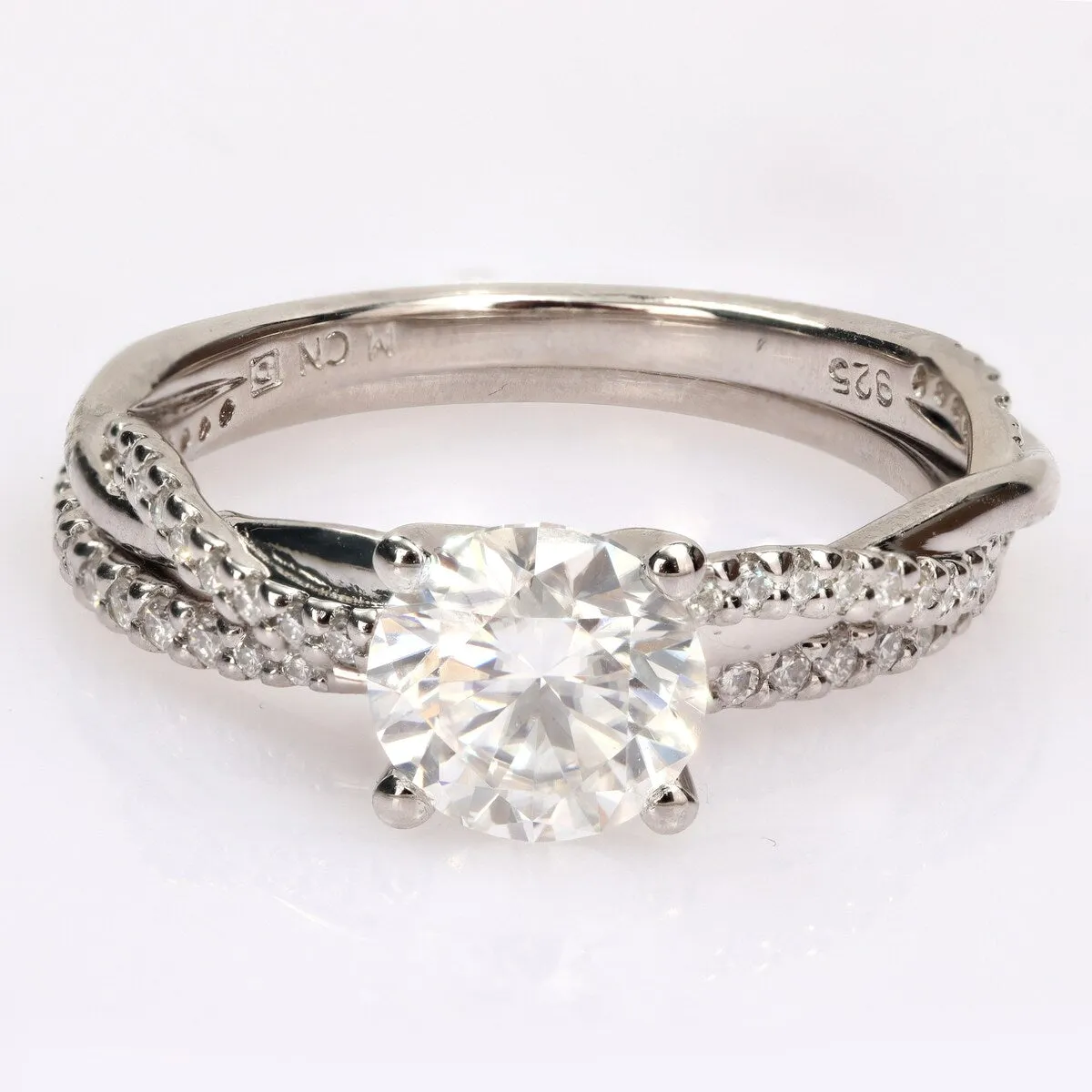 Miadora 1 1/2ct DEW Moissanite Crossover Bridal Ring Set in Sterling Silver sold by Zulily product image thumbnail 2