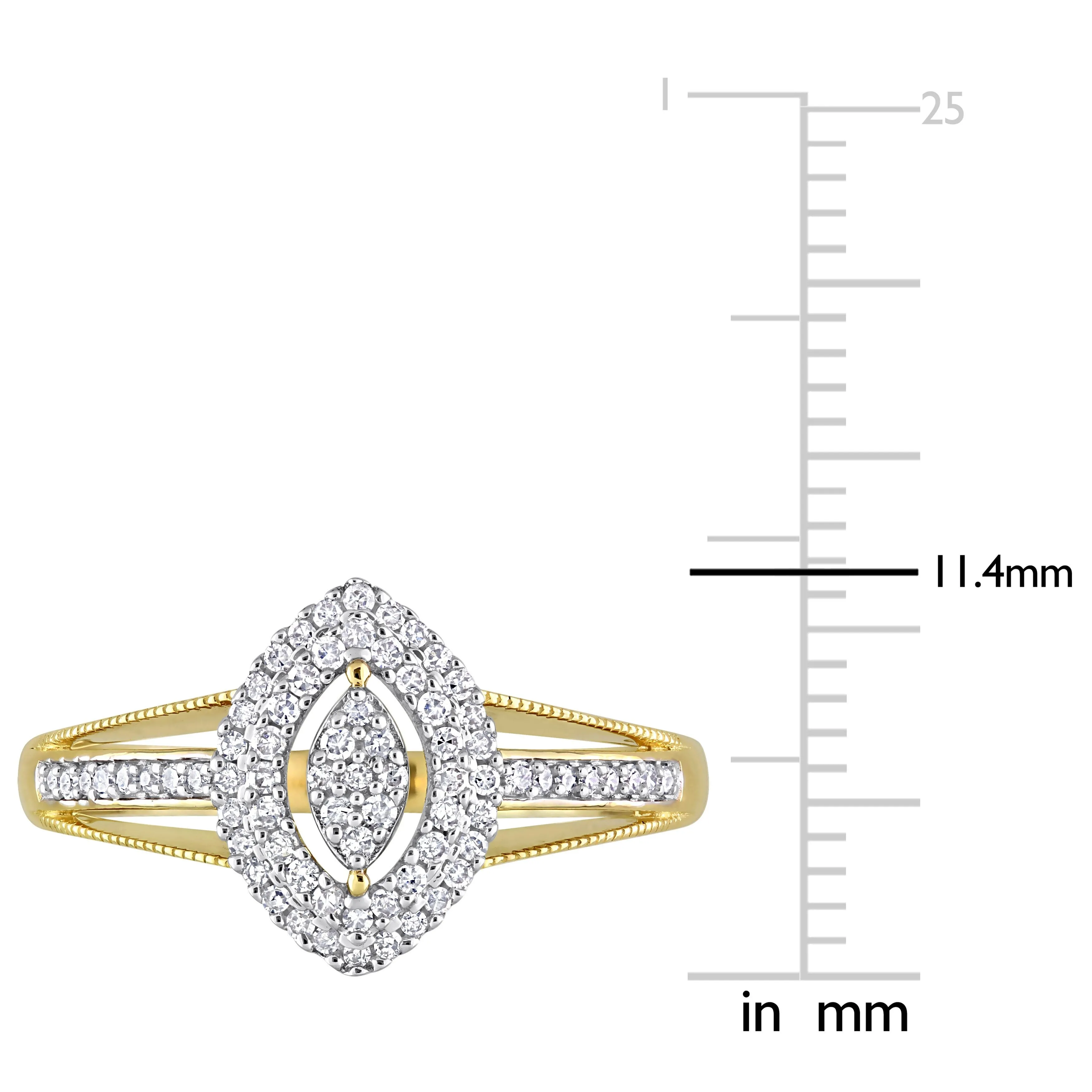Miadora 1/4ct TDW Diamond Double Halo Marquise Cluster Split Shank Ring in 10k Yellow Gold sold by Zulily product image thumbnail 3
