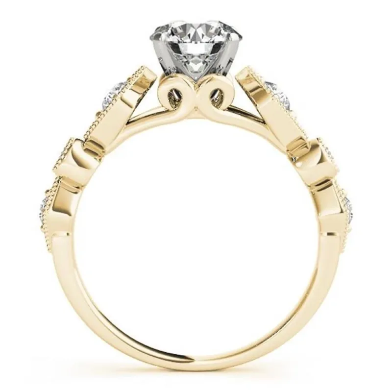 Auriya 14k Gold Vintage Round 2 1/2ct Moissanite and 1/6cttw Diamond Engagement Ring sold by Zulily