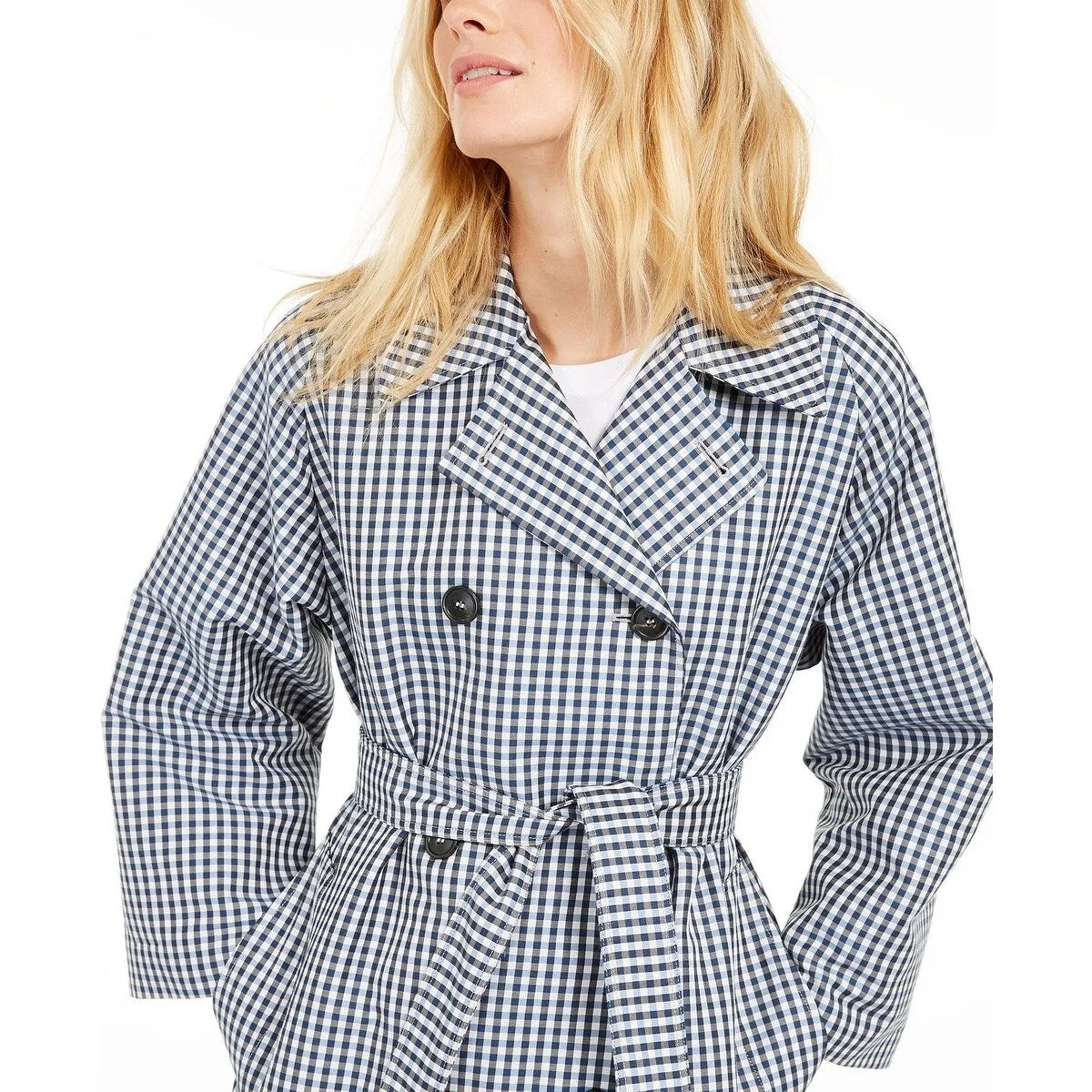 Weekend Max Mara Women's Checked Trench Coat Blue Size 10 sold by Zulily product image thumbnail 3
