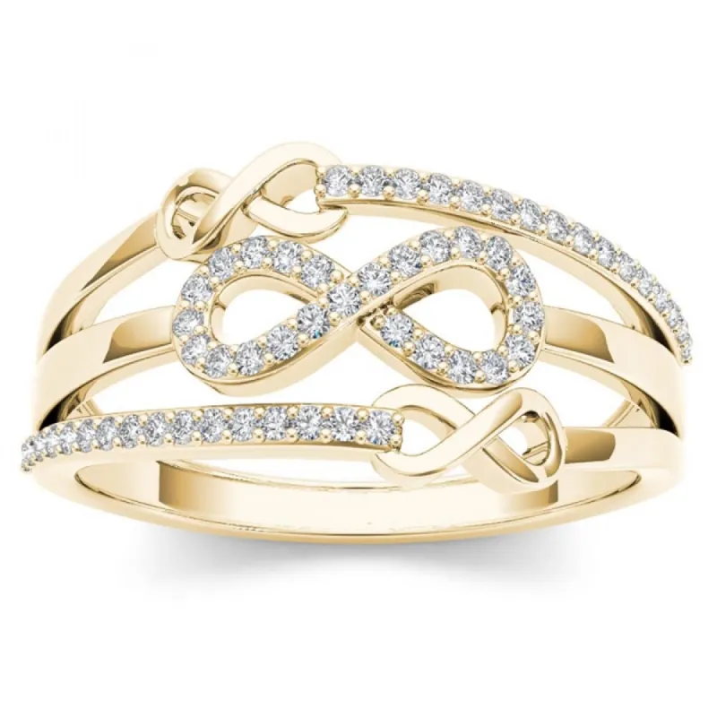 De Couer 10k Yellow Gold 1/6ct TDW Diamond Split Shank Fashion Ring sold by Zulily