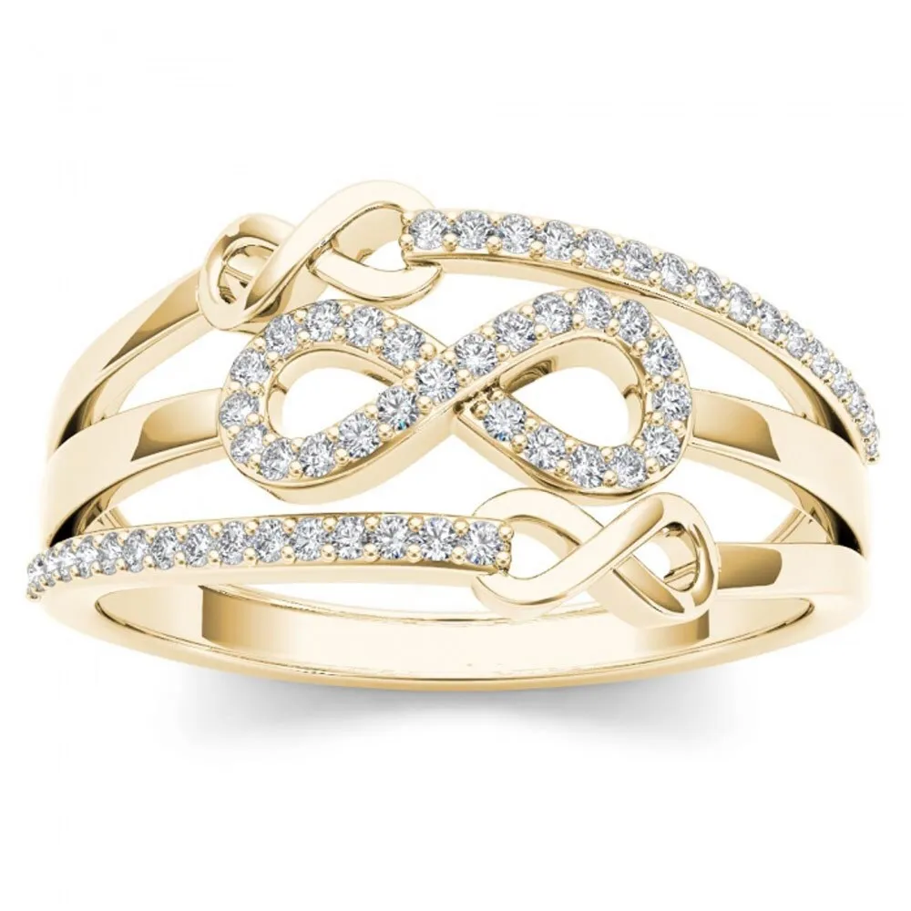 De Couer 10k Yellow Gold 1/6ct TDW Diamond Split Shank Fashion Ring sold by Zulily