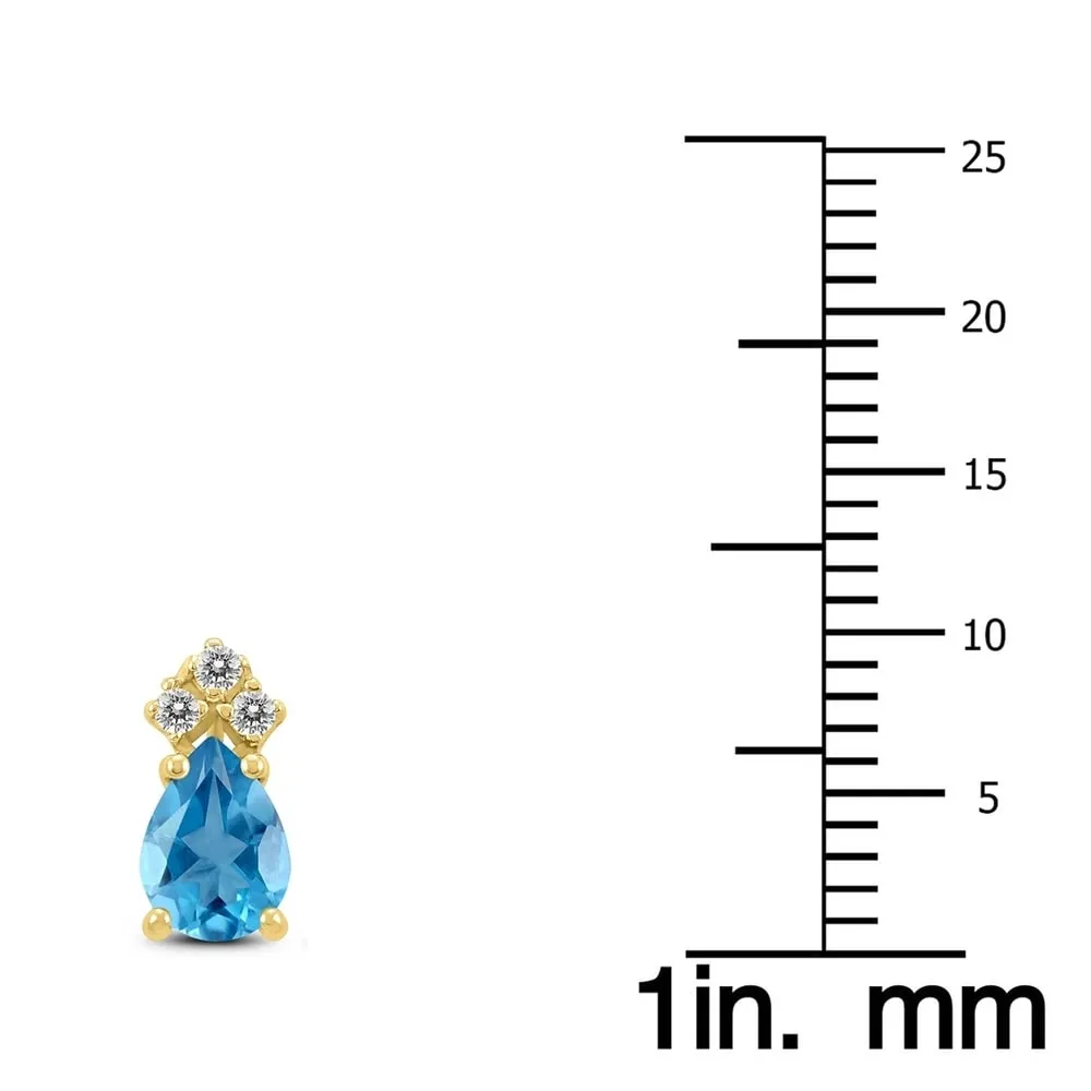 14K Yellow Gold 7x5MM Pear Blue Topaz and Diamond Earrings sold by Zulily product image thumbnail 2