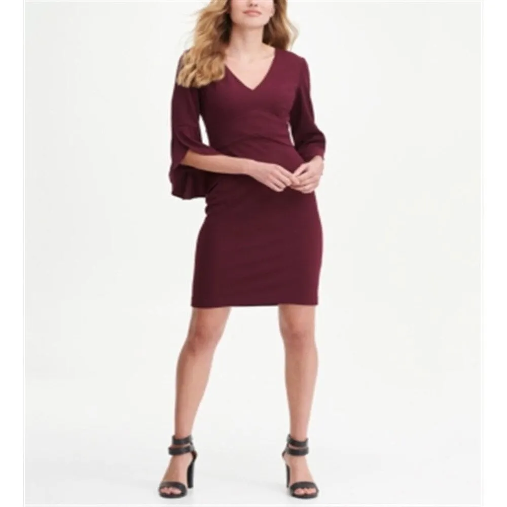 DKNY Women's 3/4 Tulip Sleep V Neck Sheath Dress Black Size 2 sold by Zulily