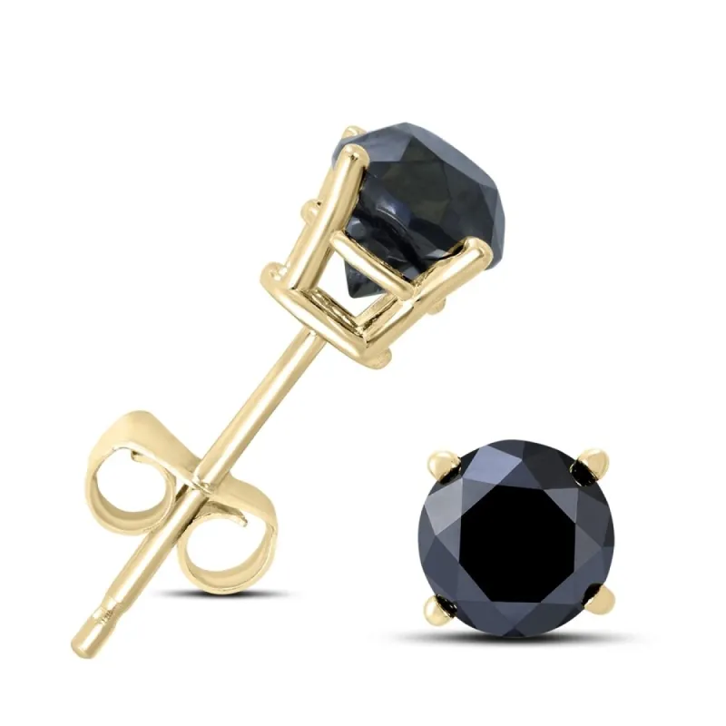 1/2 Carat TW Round Black Diamond Solitaire Stud Earrings in 10K Yellow Gold sold by Zulily