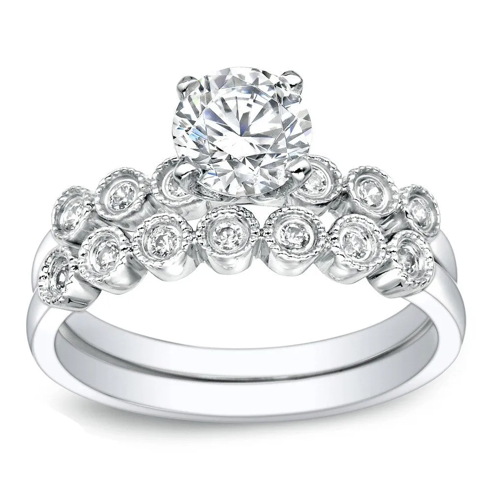 Auriya 14k Gold 1ctw Vintage Round Diamond Engagement Ring Set sold by Zulily