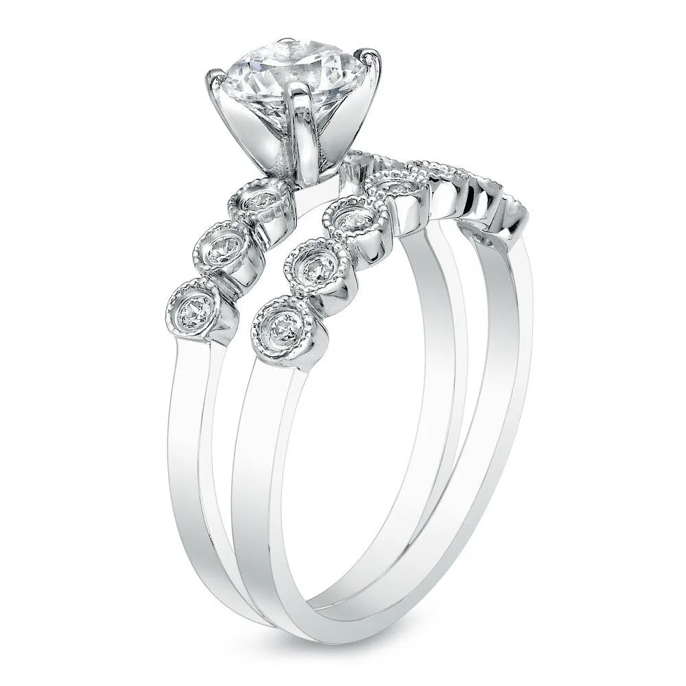 Auriya 14k Gold 1ctw Vintage Round Diamond Engagement Ring Set sold by Zulily product image thumbnail 2