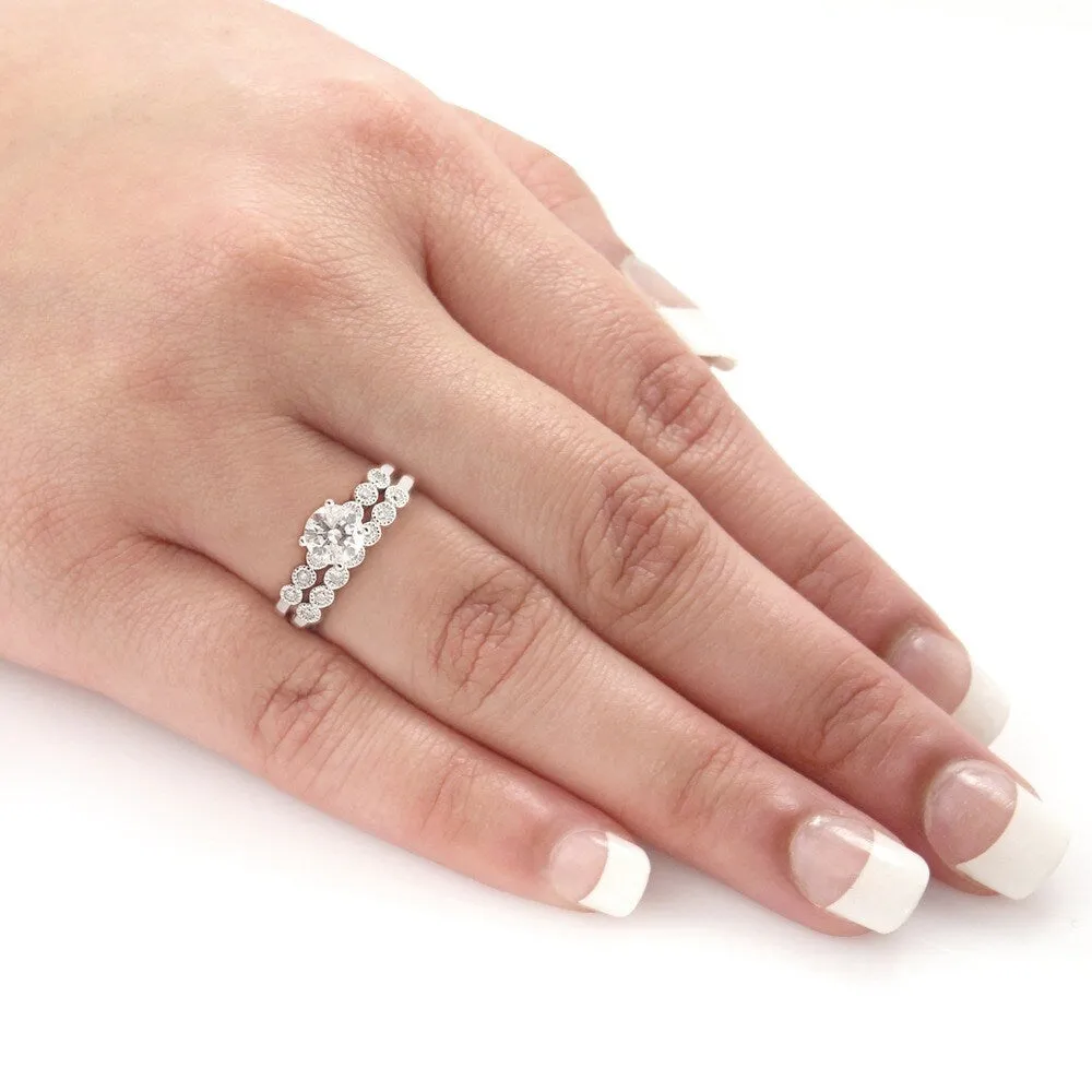 Auriya 14k Gold 1ctw Vintage Round Diamond Engagement Ring Set sold by Zulily product image thumbnail 4