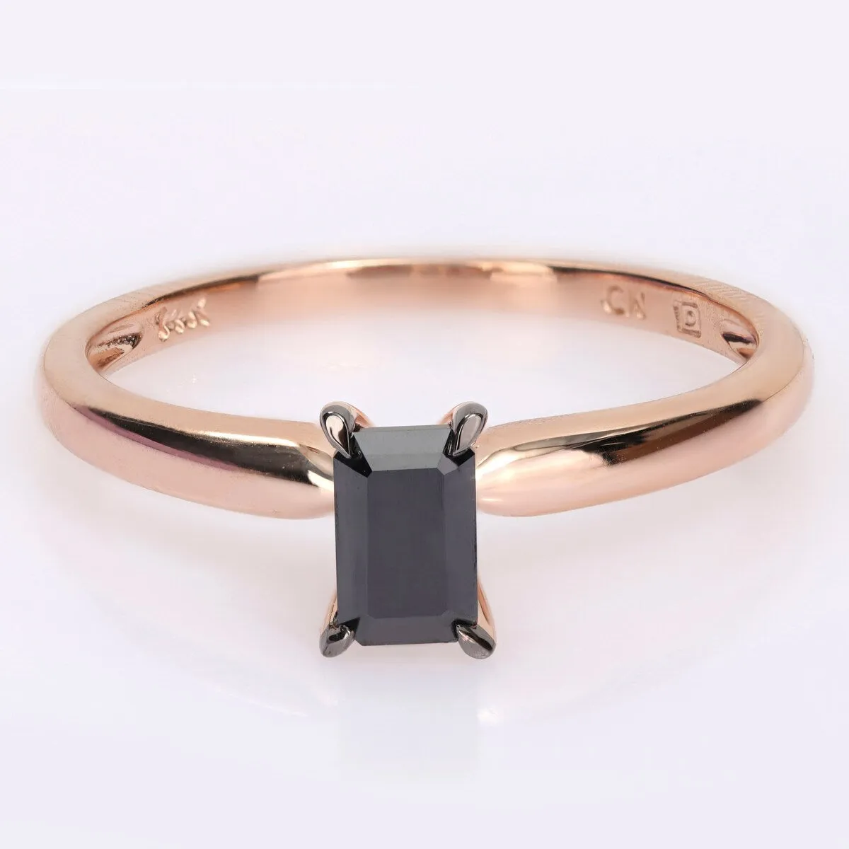 Miadora 1/2ct TDW Emerald-cut Black Diamond Solitaire Engagement Ring in 14k Rose Gold sold by Zulily