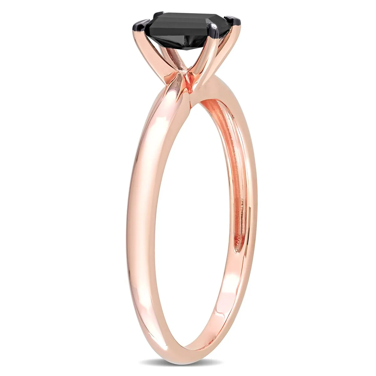 Miadora 1/2ct TDW Emerald-cut Black Diamond Solitaire Engagement Ring in 14k Rose Gold sold by Zulily product image thumbnail 4