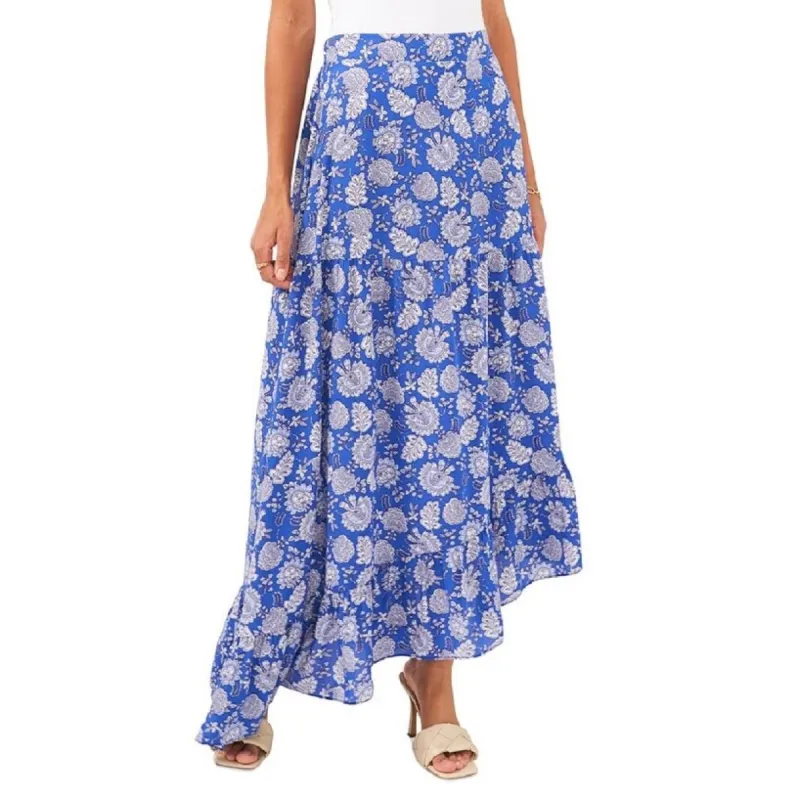 Vince Camuto Women's Floral Asymmetric Hem Maxi Skirt Blue Size Medium sold by Zulily
