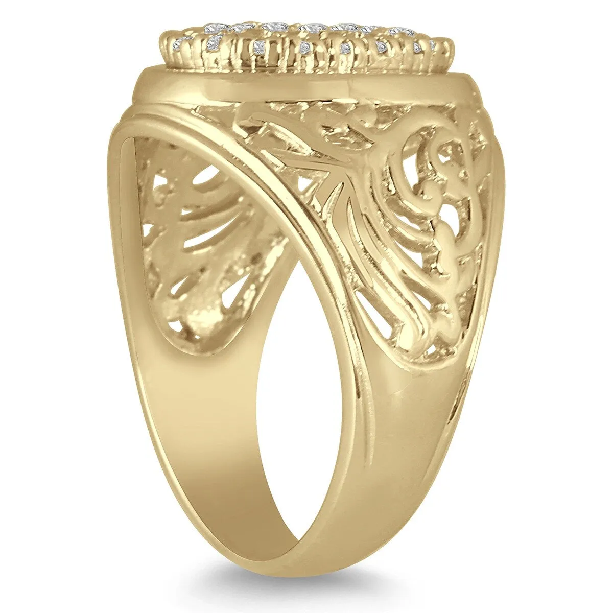 1 Carat TW Engraved Men's Diamond Ring In 10K Yellow Gold sold by Zulily product image thumbnail 2