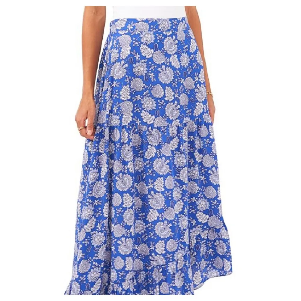 Vince Camuto Women's Floral Asymmetric Hem Maxi Skirt Blue Size Medium sold by Zulily product image thumbnail 3