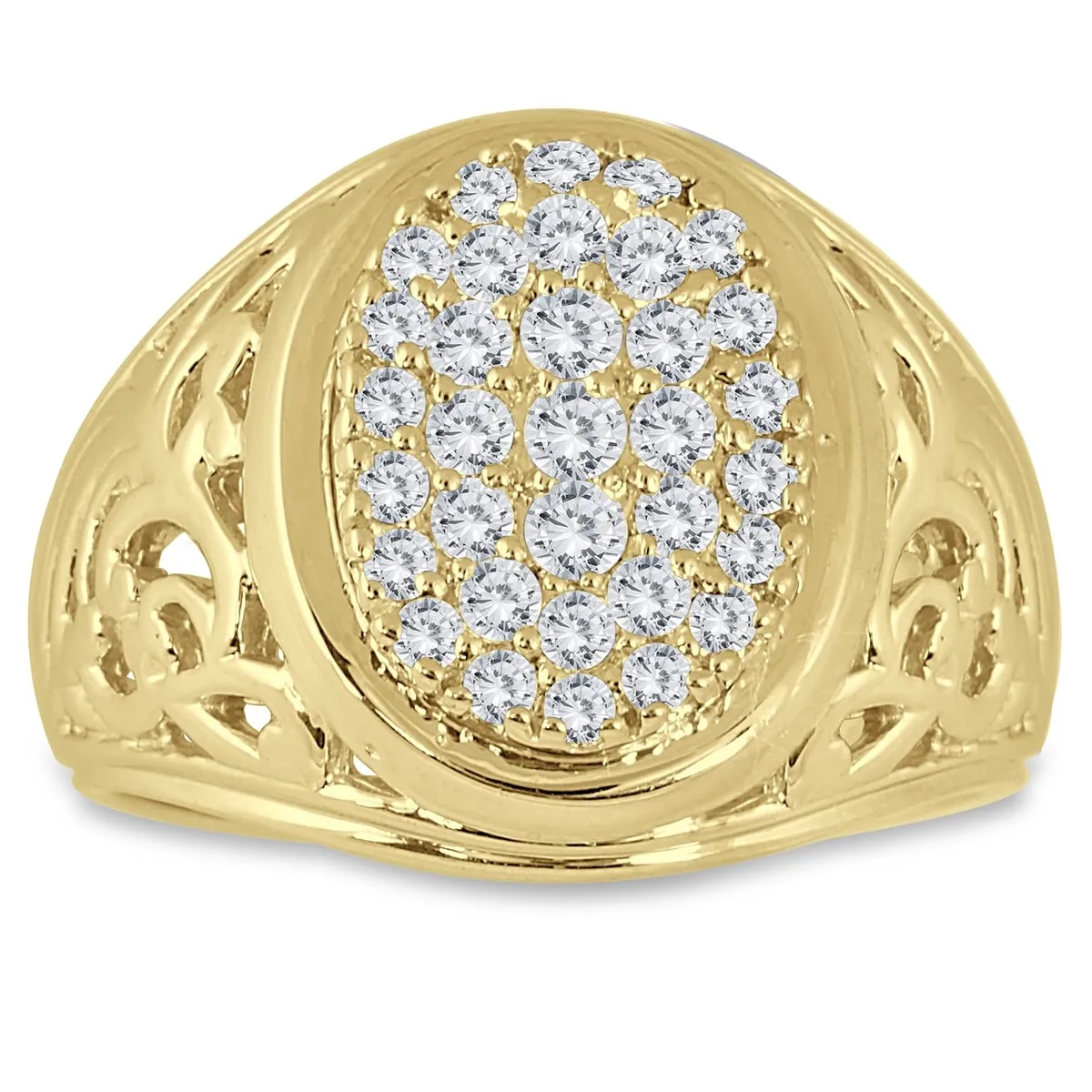 1 Carat TW Engraved Men's Diamond Ring In 10K Yellow Gold sold by Zulily