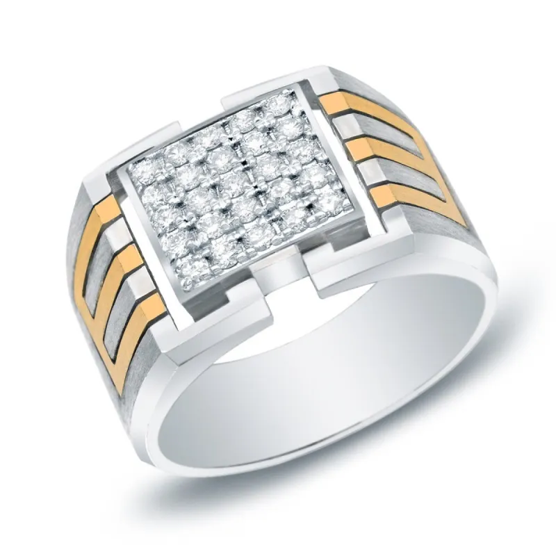 Auriya Men's 14k Gold 1/2ct TDW Satin Finish Diamond Bling Ring - Two-Tone sold by Zulily