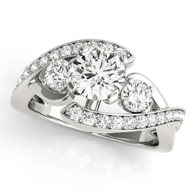 Auriya Unique 3/4ct Moissanite 3-Stone Diamond Engagement Ring 5/8ctw 14K Gold sold by Zulily