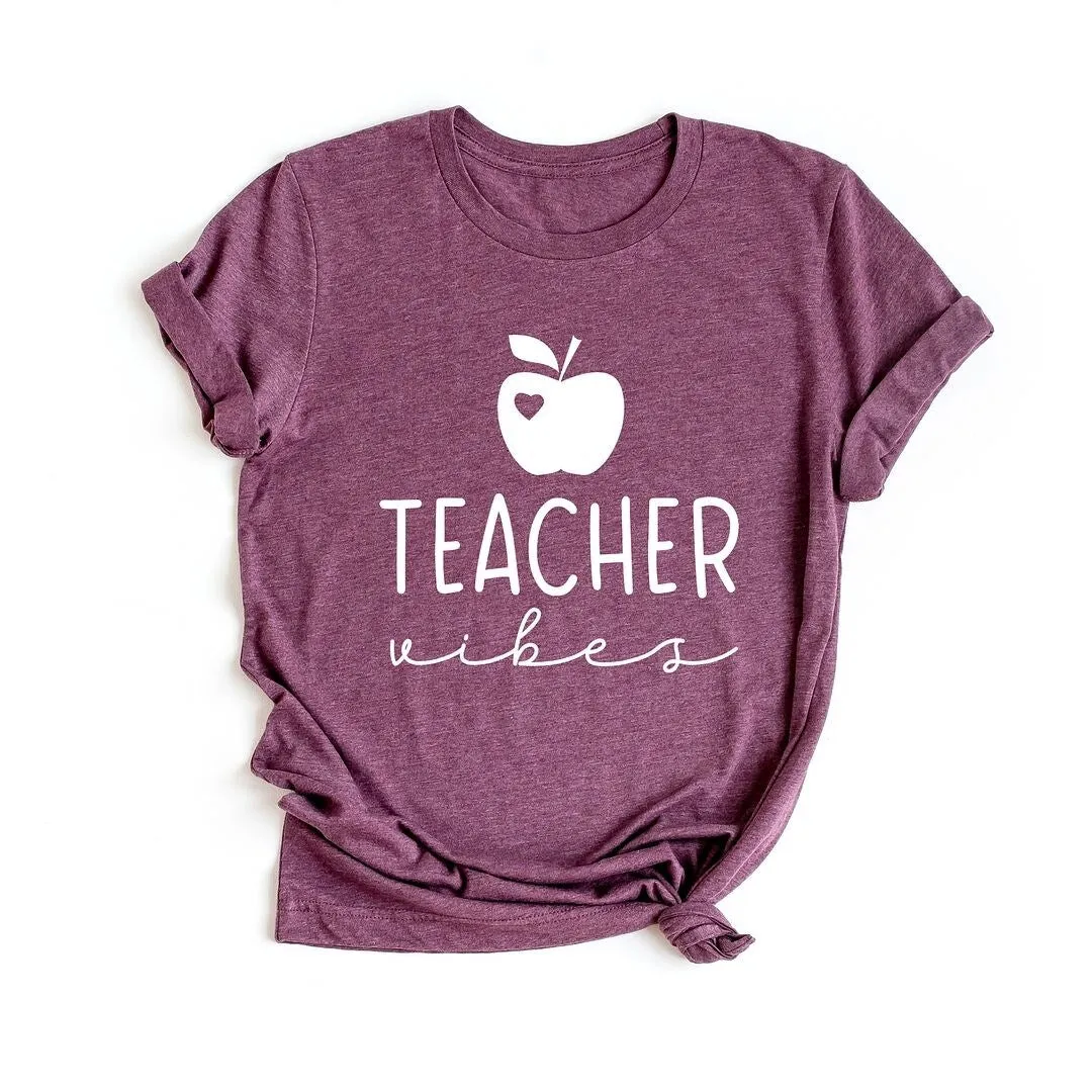 Teacher Vibes Cursive Apple Short Sleeve Tee sold by Zulily product image thumbnail 2