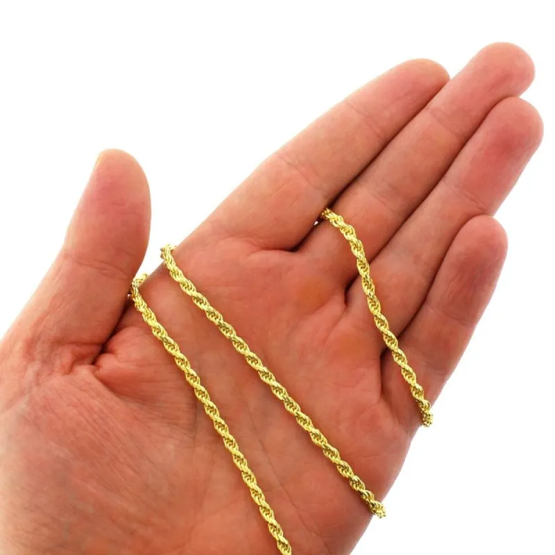 14K Yellow Gold Over Silver 3.5MM Rope Diamond-Cut Braided Twist .925 Necklace Chain, Gold Chain for Men & Women, Made in Italy sold by Zulily