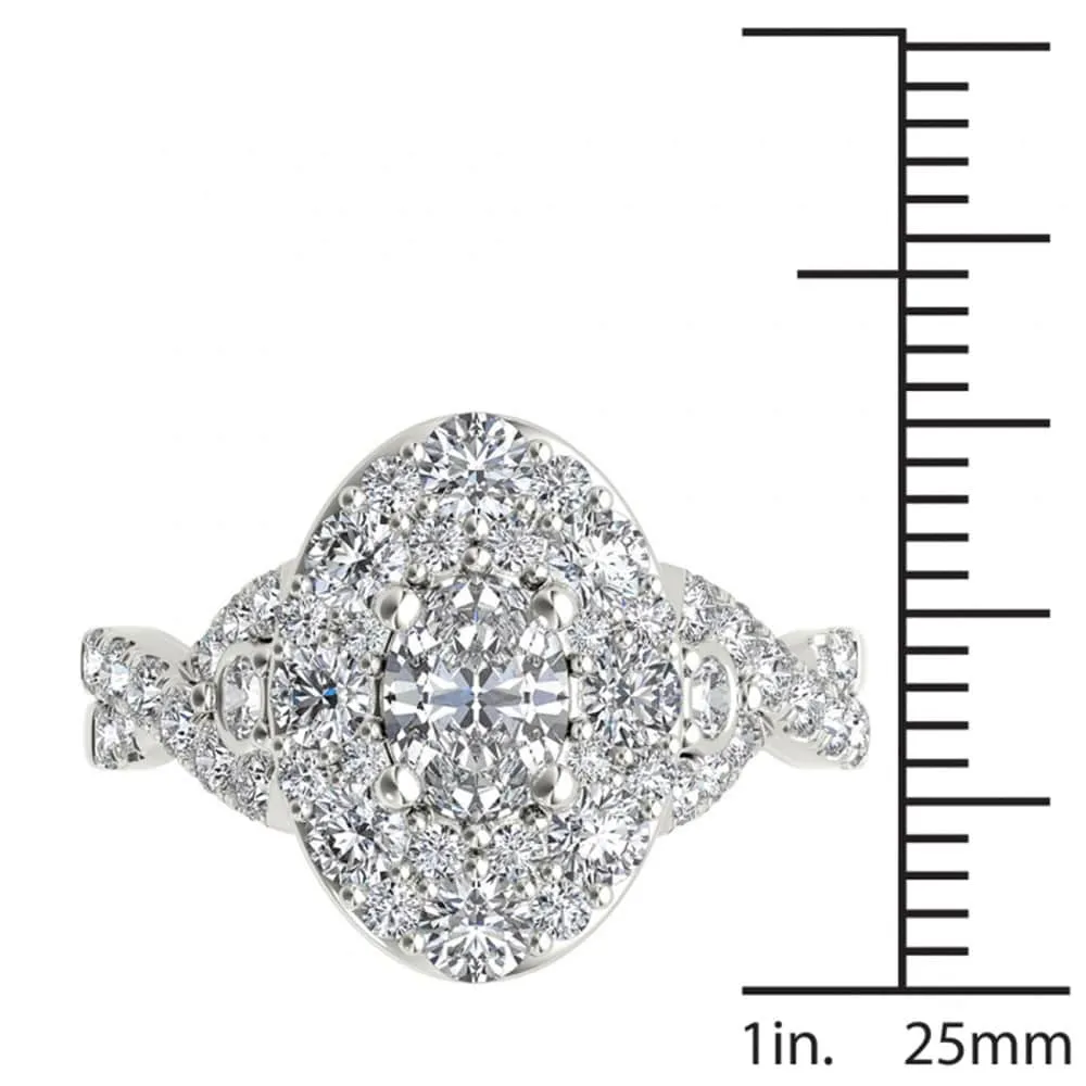 De Couer 14k White Gold 2 1/2ct TDW Oval Shape Diamond Halo Engagement Ring - White H-I - White H-I sold by Zulily product image thumbnail 4