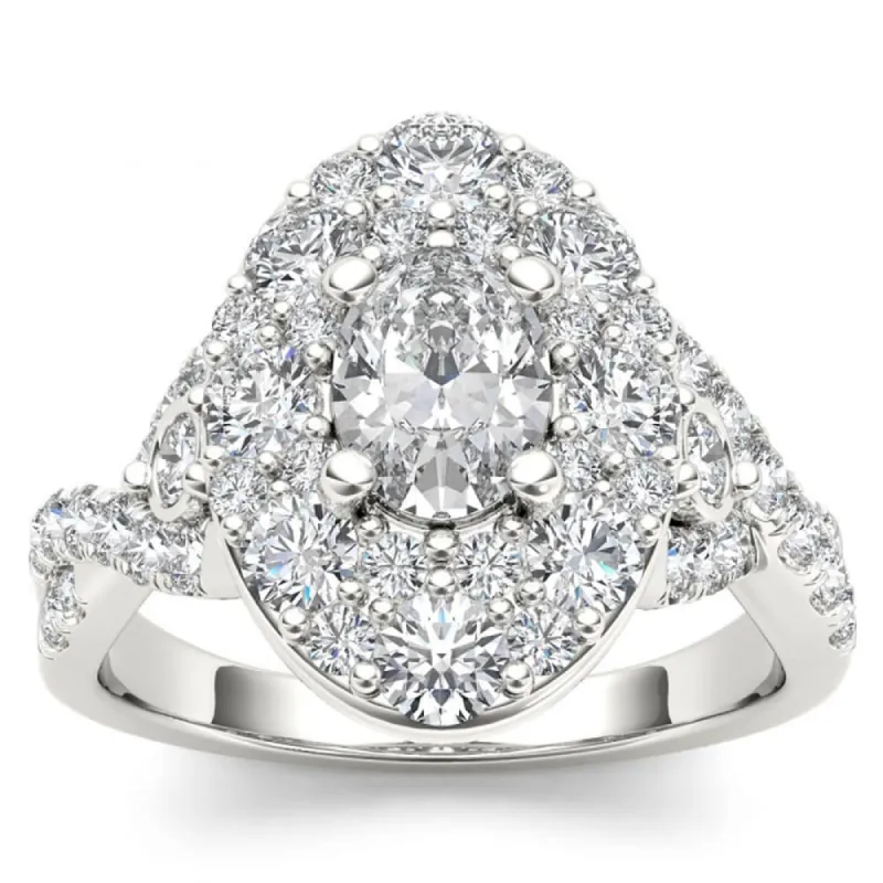 De Couer 14k White Gold 2 1/2ct TDW Oval Shape Diamond Halo Engagement Ring - White H-I - White H-I sold by Zulily