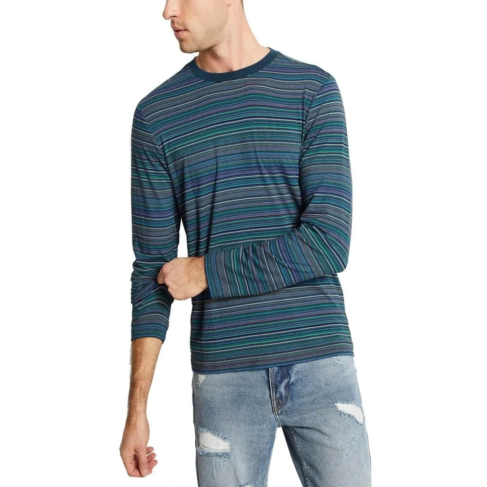 Guess Men's Saturday Stripe Long Sleeve Shirt Blue Size X-Large sold by Zulily