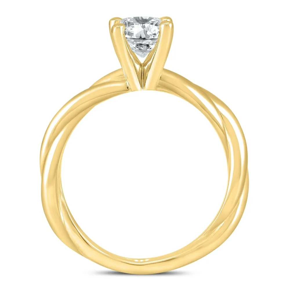 1 Carat AGS Certified Diamond Solitaire Braided Twist Ring in 14K Yellow Gold sold by Zulily product image thumbnail 3