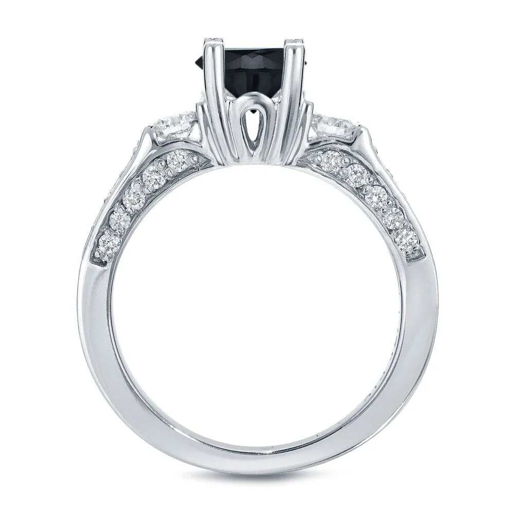 Auriya 2 carat TW Round 3 Stone Black Diamond Engagement Ring Set 14k Gold sold by Zulily product image thumbnail 3