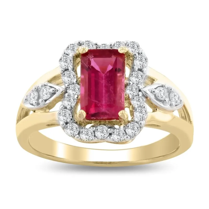 Auriya 14k Yellow Gold 1 3/8ct Rubellite and 3/8ct TDW Diamond Ring sold by Zulily