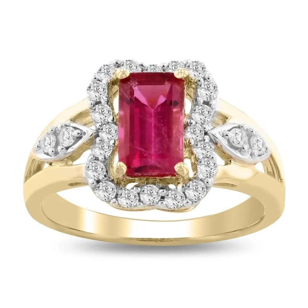 Auriya 14k Yellow Gold 1 3/8ct Rubellite and 3/8ct TDW Diamond Ring sold by Zulily