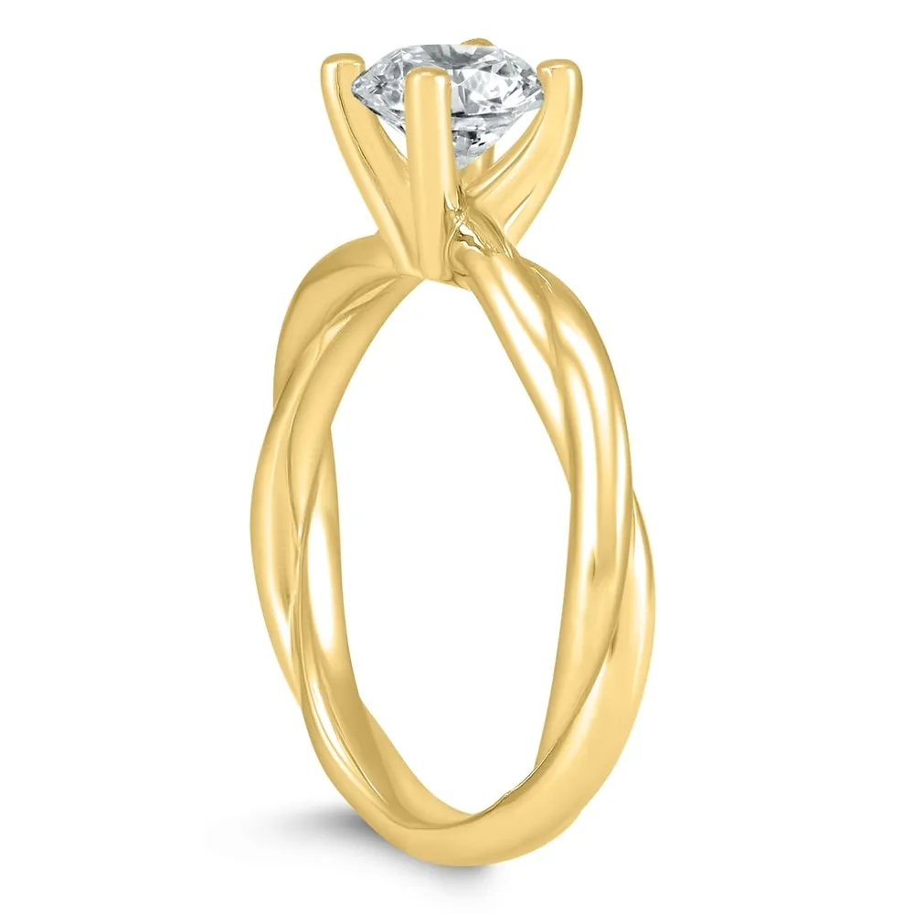 1 Carat AGS Certified Diamond Solitaire Braided Twist Ring in 14K Yellow Gold sold by Zulily product image thumbnail 2