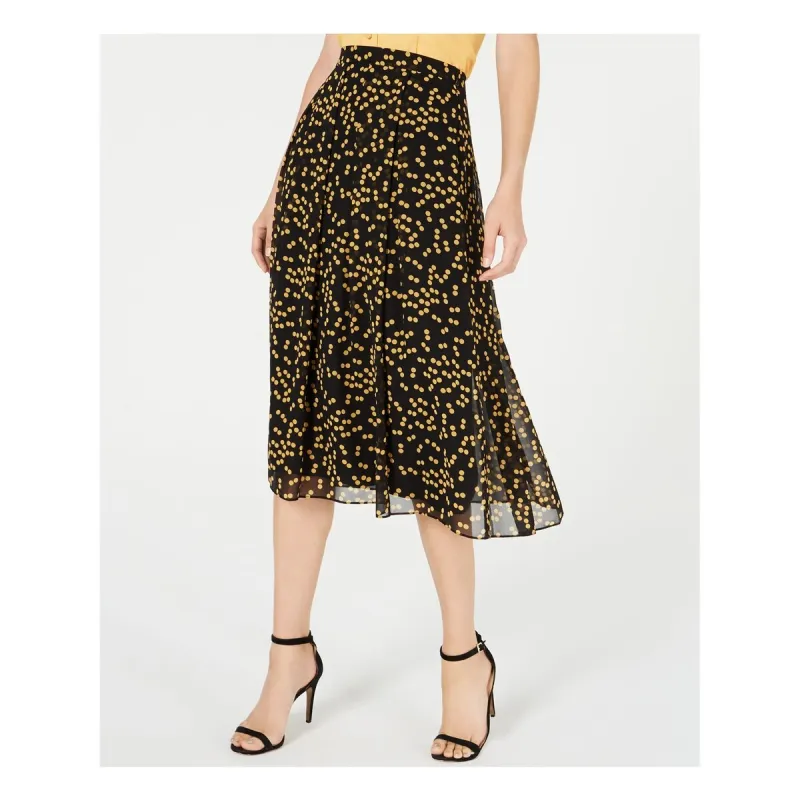 Anne Klein Women's Polka Dot MIDI Pleated Skirt Black sold by Zulily