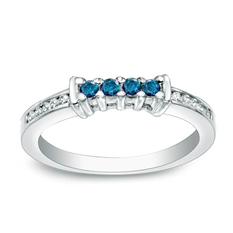 Auriya Round 1/5ctw Blue Diamond Wedding Band 14k Gold sold by Zulily