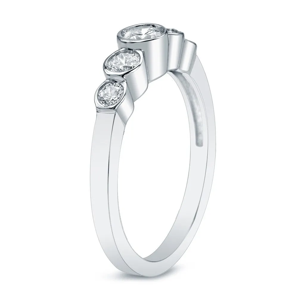 Auriya Platinum 1/2ct TDW Stackable 5-Stone Bezel Diamond Wedding Band sold by Zulily product image thumbnail 2
