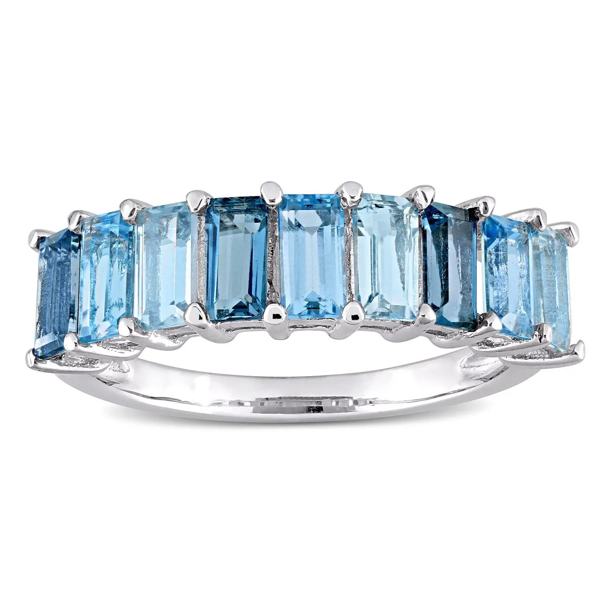 Miadora Sterling Silver Baguette-cut Blue Topaz Anniversary Wedding Band Ring sold by Zulily