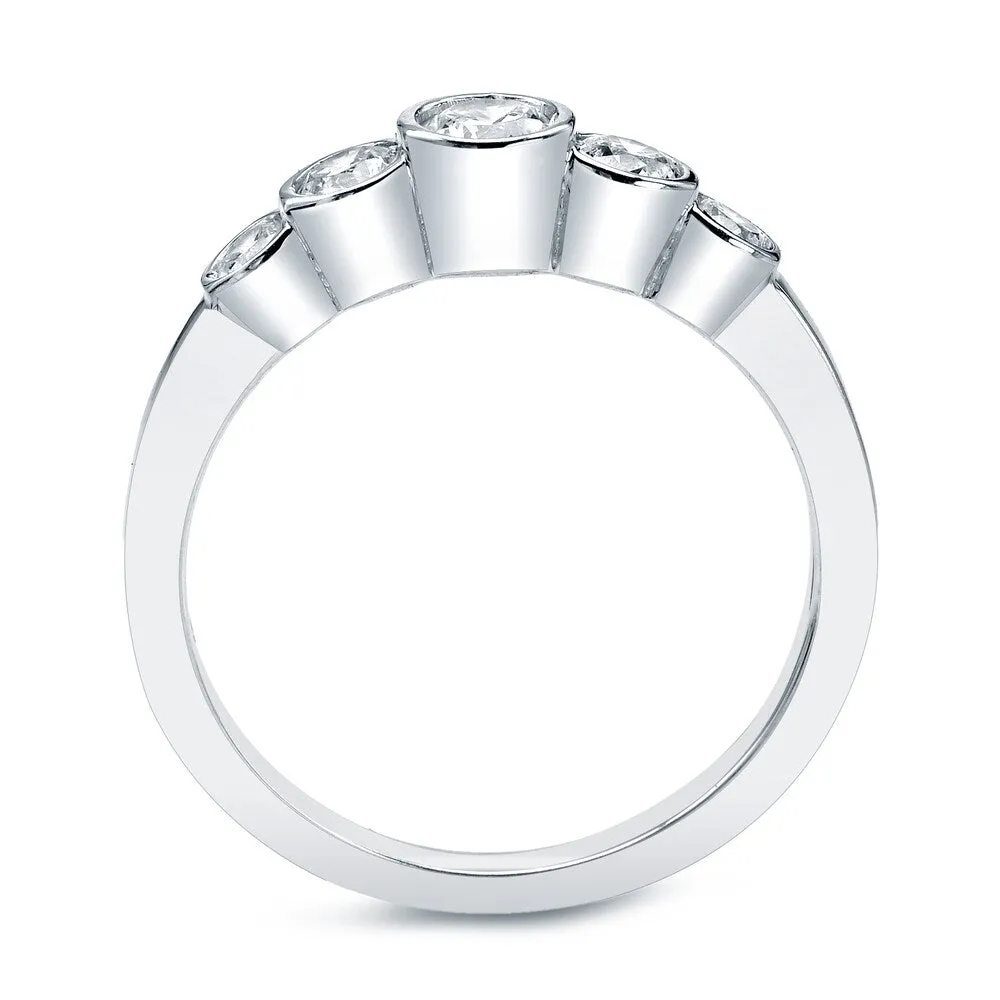 Auriya Platinum 1/2ct TDW Stackable 5-Stone Bezel Diamond Wedding Band sold by Zulily product image thumbnail 3
