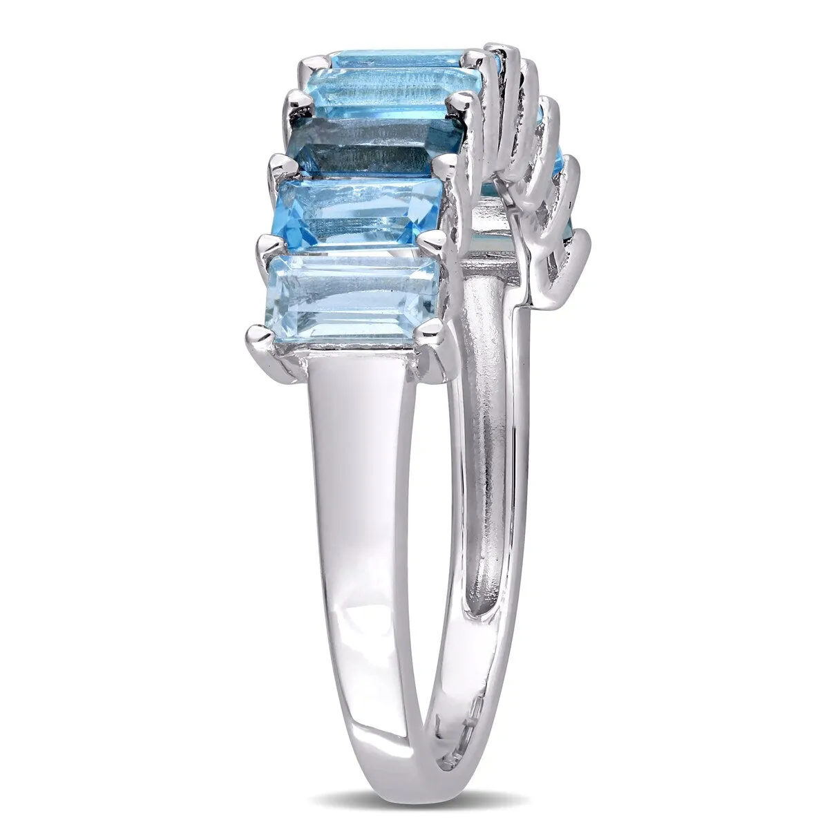 Miadora Sterling Silver Baguette-cut Blue Topaz Anniversary Wedding Band Ring sold by Zulily product image thumbnail 2